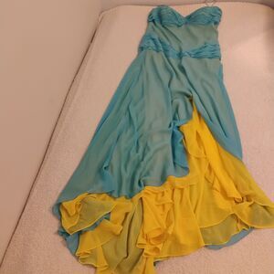 Liz Elana 100% Silk Flowy Whimsical Dreamy Formal Dress With Split Women's